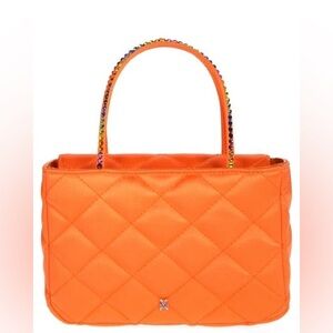 Amina Muaddi Betty Orange Quilted Handbag